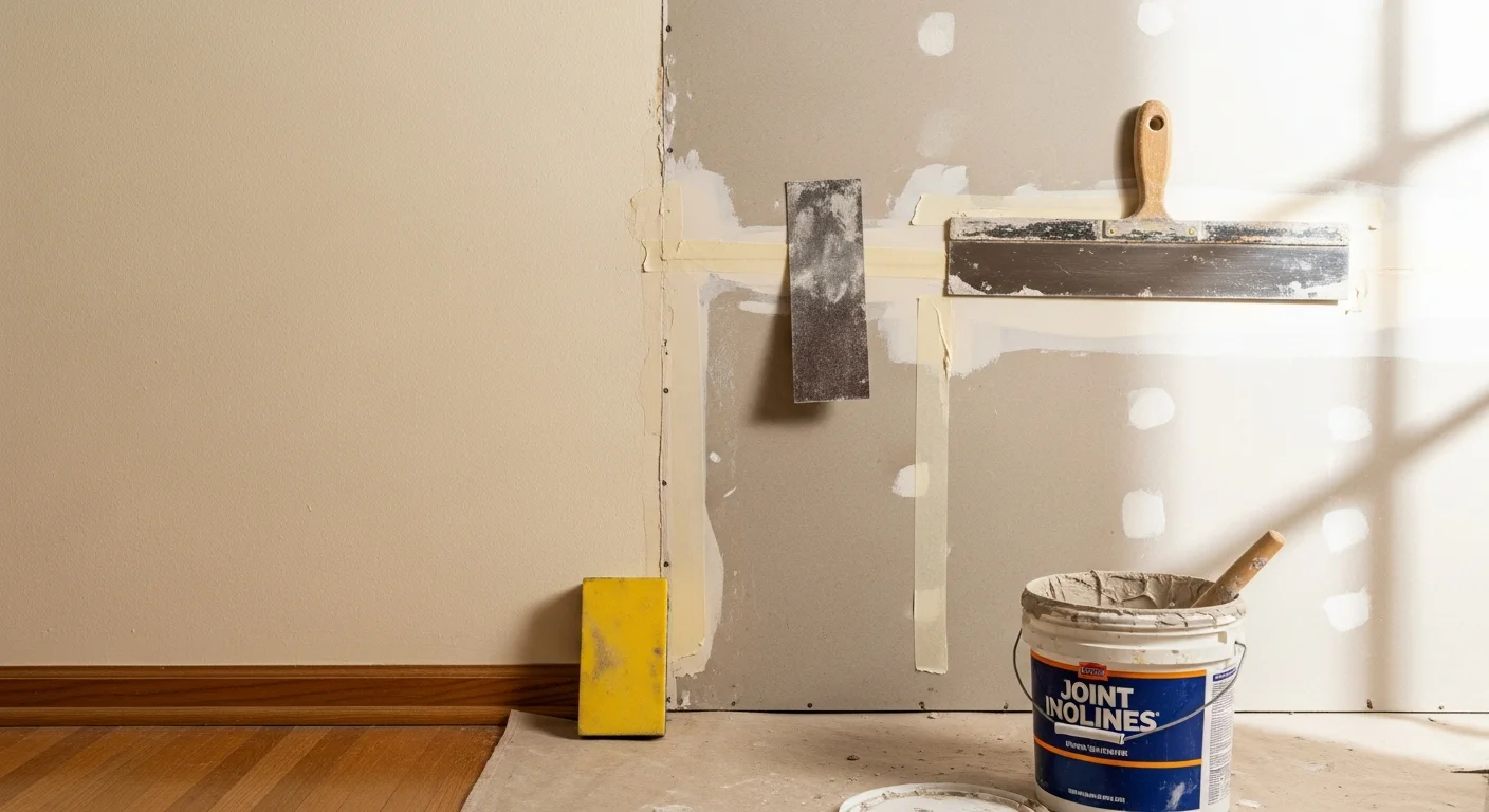 Drywall repair in progress in a Saratoga, NY home, showing a patched wall section ready for finishing and paint.